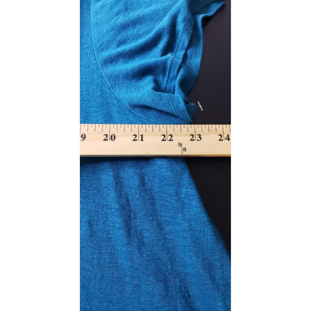 Eileen Fisher Tunic Tee Shirt XL 100% Organic Linen Slub Teal Blue Casual Summer - Picture 6 of 7